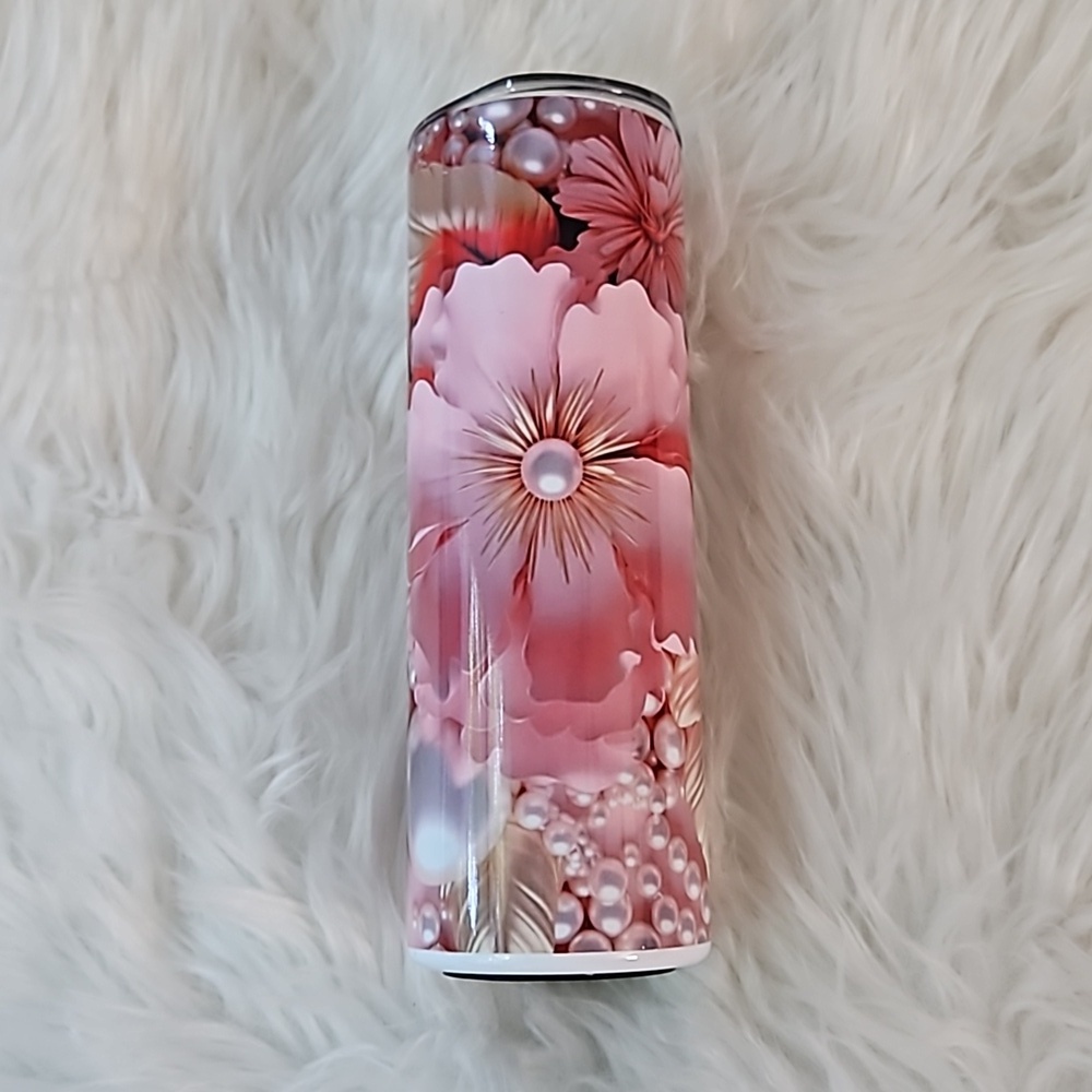 Pearls and flowers tumbler